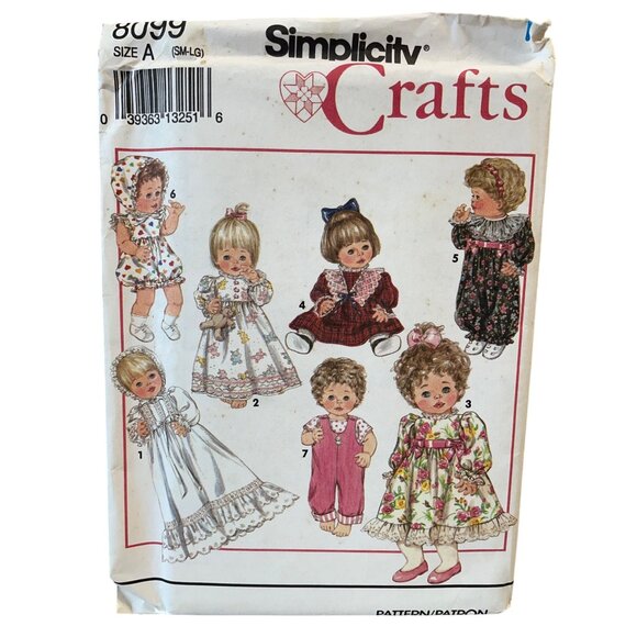 Simplicity 8099 Baby Doll Wardrobe Sewing Pattern 24 Pieces Size S-L Clothing - Picture 1 of 2